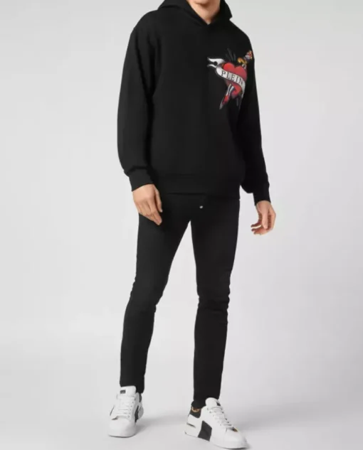 Czarna bluza z kapturem z grafiką Love