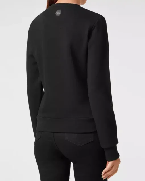 Czarna bluza z kryształową grafiką Teddy Bear