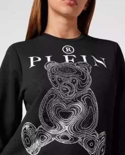 Czarna bluza z kryształową grafiką Teddy Bear