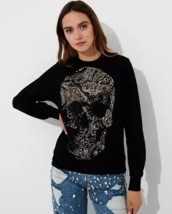 Czarna bluza z kryształową czaszką