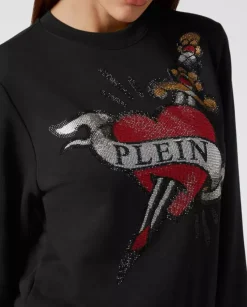 Czarna bluza z kryształową grafiką Love