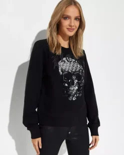 Czarna bluza z kryształową czaszką