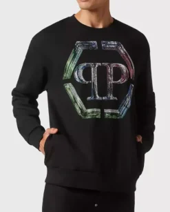 Czarna bluza z monogramem Glass