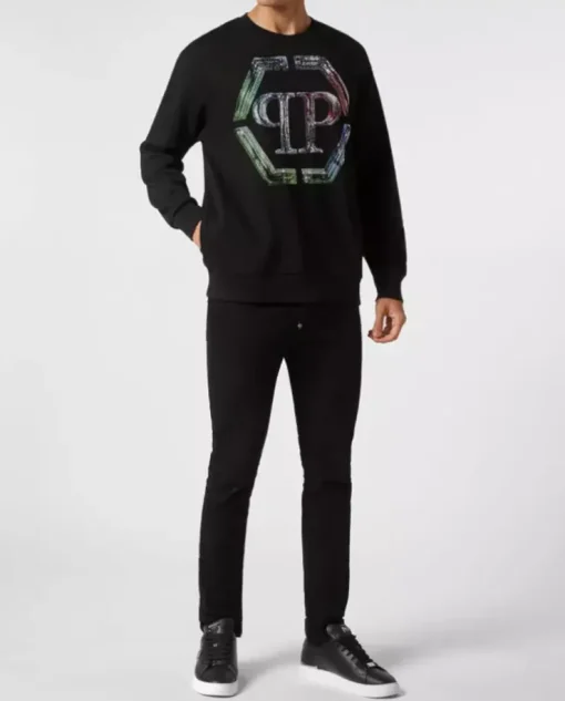 Czarna bluza z monogramem Glass