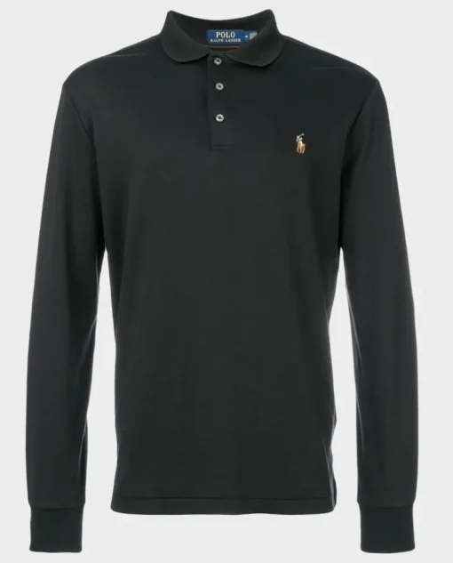 Czarna bluzka polo z haftowanym logo