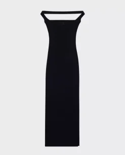 Czarna dzianinowa sukienka maxi