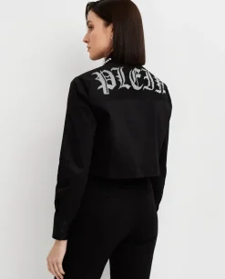 Czarna koszula o kroju crop top