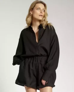 Czarna koszula z lnu Classy Sara