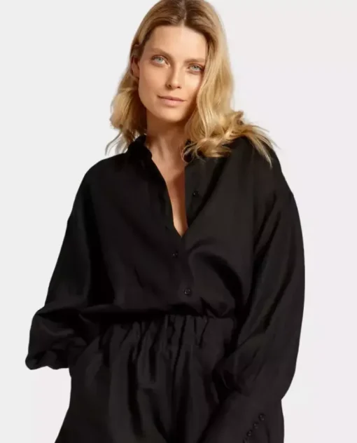 Czarna koszula z lnu Classy Sara