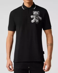 Czarna koszulka polo Paisley Teddy Bear