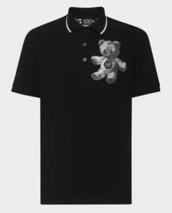 Czarna koszulka polo Paisley Teddy Bear