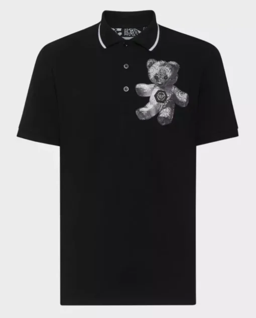 Czarna koszulka polo Paisley Teddy Bear