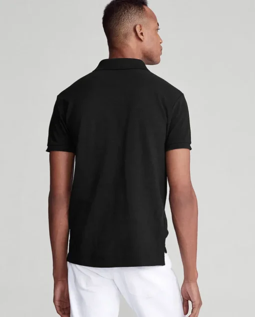 Czarna koszulka polo Slim Fit Mesh