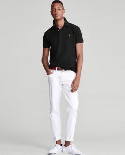 Czarna koszulka polo Slim Fit Mesh