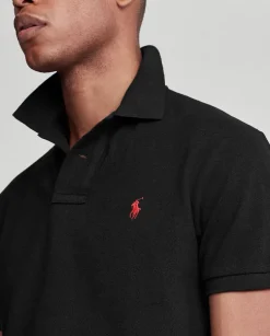 Czarna koszulka polo Slim Fit Mesh
