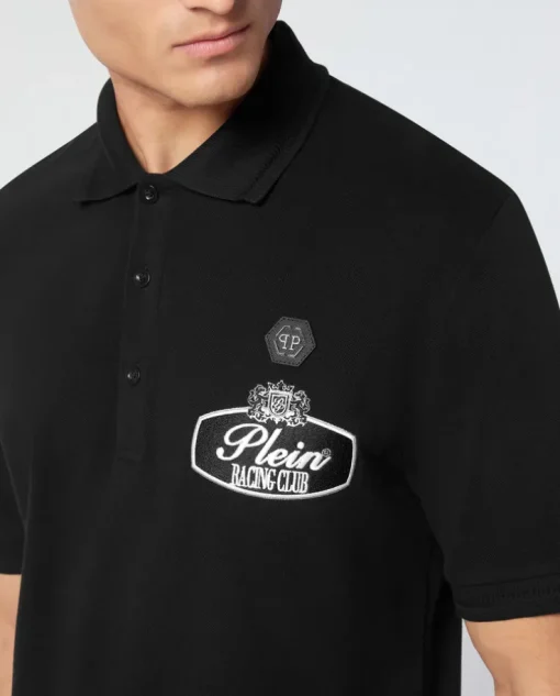 Czarna koszulka polo z haftowanym logo