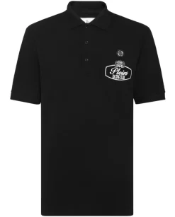 Czarna koszulka polo z haftowanym logo