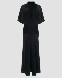 Czarna koszulowa sukienka maxi