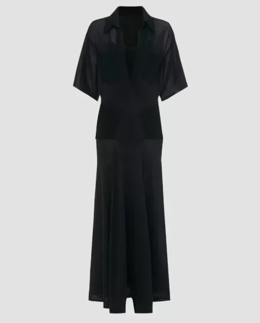 Czarna koszulowa sukienka maxi