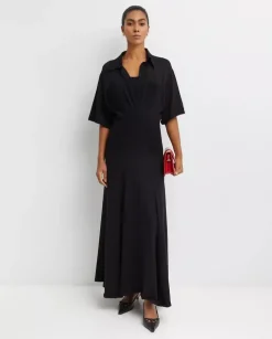 Czarna koszulowa sukienka maxi