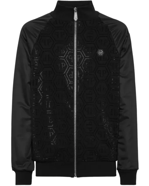 Czarna kurtka z ozdobnym monogramem