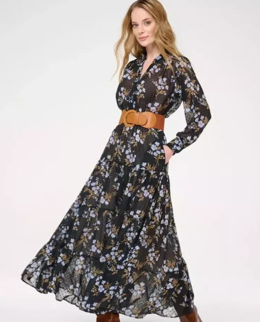 Czarna maxi sukienka w kwiaty Diva