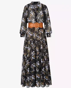 Czarna maxi sukienka w kwiaty Diva