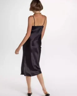 Czarna midi sukienka z jedwabiu Adele