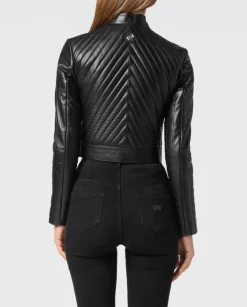 Czarna skórzana kurtka biker