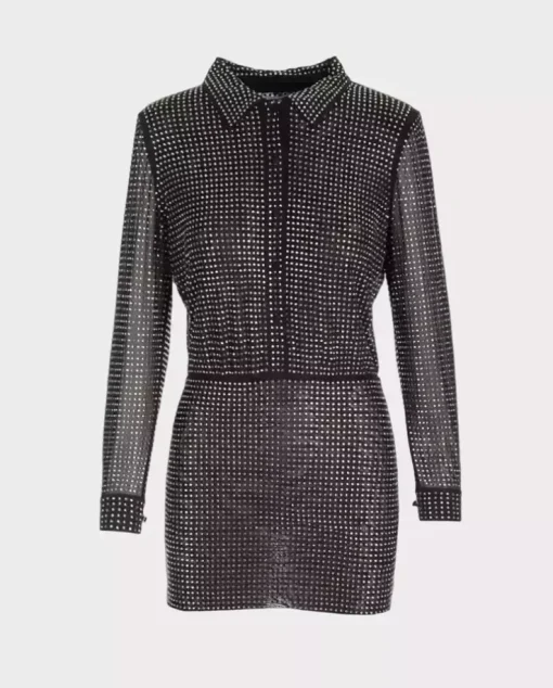 Czarna sukienka mini z kryształkami
