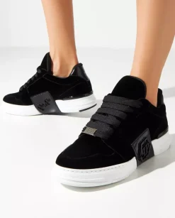 Czarne aksamitne sneakersy Lo-Top