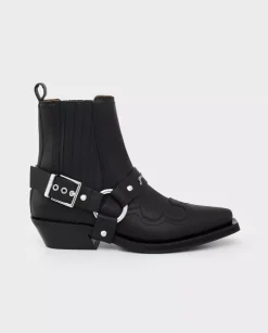 Czarne botki w stylu western