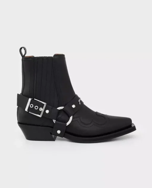 Czarne botki w stylu western