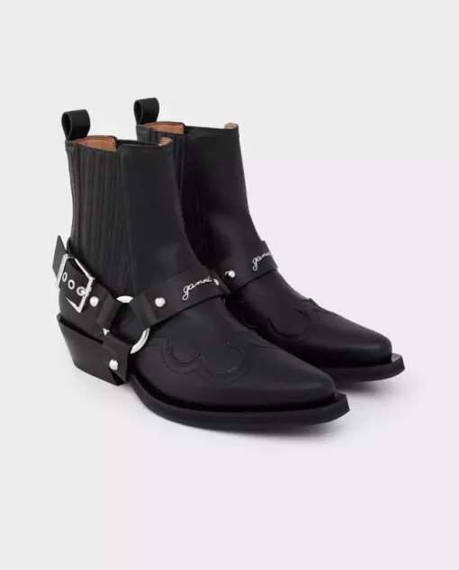 Czarne botki w stylu western