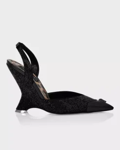 Czarne buty na koturnie Suede Decollecte