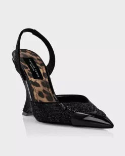 Czarne buty na koturnie Suede Decollecte
