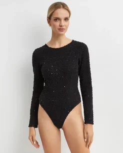 Czarne cekinowe body