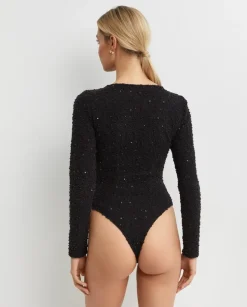 Czarne cekinowe body