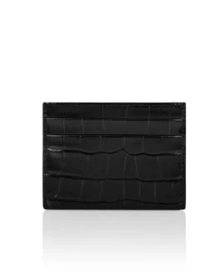 Czarne etui na karty Croco