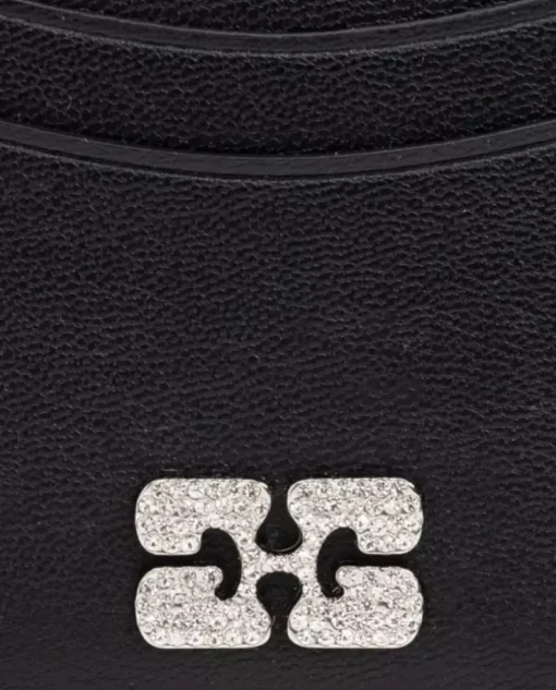 Czarne etui na karty z logo