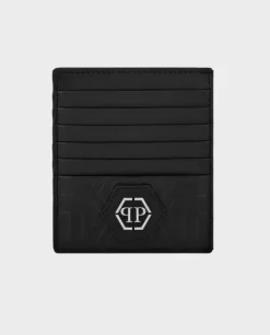 Czarne etui na karty z logo