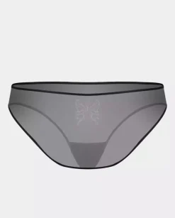 Czarne figi z haftem Butterfly