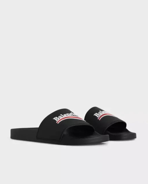 Czarne gumowe klapki z logo