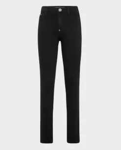 Czarne jeansy z logo High Waist