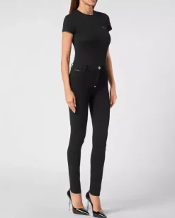 Czarne jeansy z logo High Waist