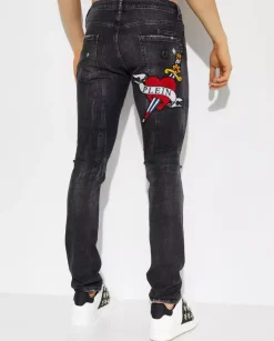 Czarne jeansy z naszywką Love