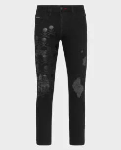Czarne jeansy z naszywkami Skull&Bones