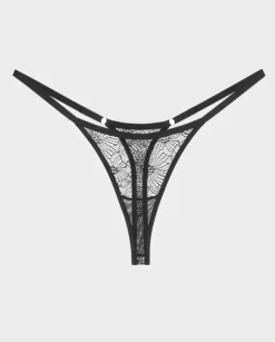 Czarne koronkowe stringi Kate