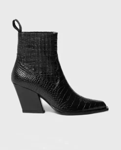 Czarne kowbojki na obcasie Noir Croco