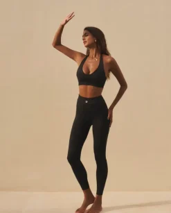 Czarne legginsy sportowe Leisure